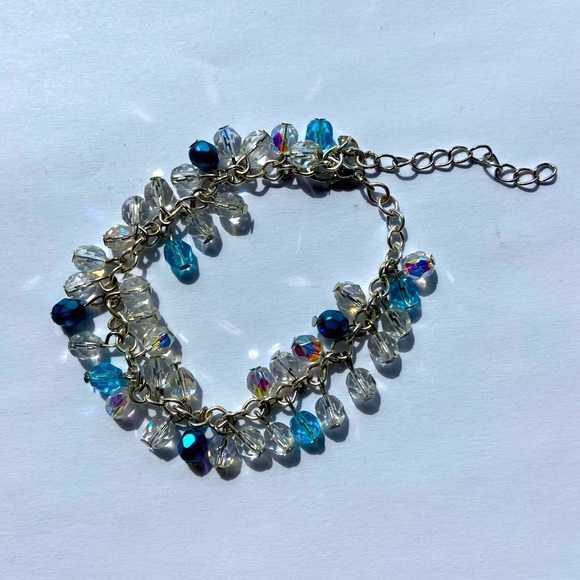 Vintage Blue And Silver Gem Beaded Bracelet - Picture 1 of 3
